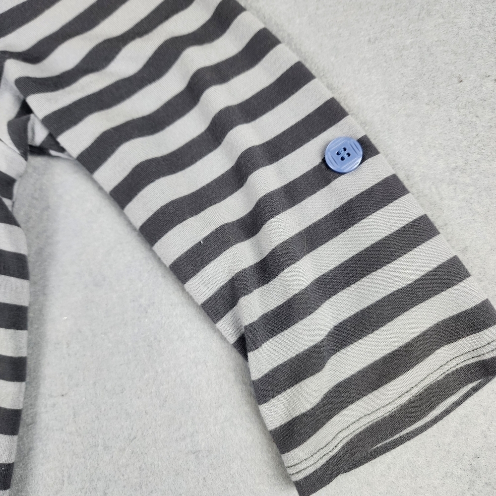 Matilda Jane Striped Polka Dot Tunic Top Small Blue Gray Roll Tab Sleeve Boho - Picture 5 of 9